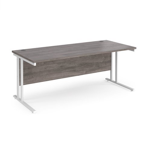 Maestro 25 straight desk 1800mm x 800mm white cantilever leg frame grey oak top - MC18WHGO
