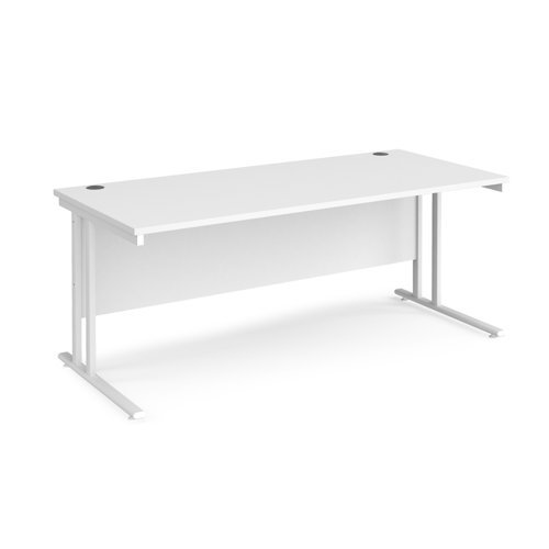 Maestro 25 straight desk 1800mm x 800mm white cantilever leg frame white top - MC18WHWH