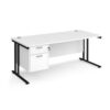 Maestro 25 straight desk 1800mm x 800mm with 2 drawer pedestal black cantilever leg frame white top - MC18P2KWH