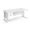 Maestro 25 straight desk 1800mm x 800mm with 2 drawer pedestal white cantilever leg frame white top - MC18P2WHWH