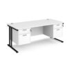 Maestro 25 straight desk 1800mm x 800mm with two x 2 drawer pedestals black cantilever leg frame white top - MC18P22KWH
