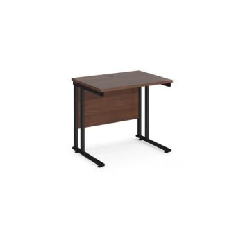 Maestro 25 straight desk 800mm x 600mm black cantilever leg frame walnut top - MC608KW