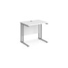Maestro 25 straight desk 800mm x 600mm silver cantilever leg frame white top - MC608SWH
