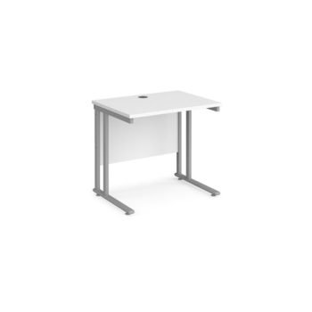 Maestro 25 straight desk 800mm x 600mm silver cantilever leg frame white top - MC608SWH