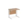 Maestro 25 straight desk 800mm x 600mm white cantilever leg frame beech top - MC608WHB