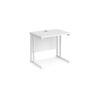 Maestro 25 straight desk 800mm x 600mm white cantilever leg frame white top - MC608WHWH