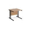 Maestro 25 straight desk 800mm x 800mm black cantilever leg frame beech top - MC8KB