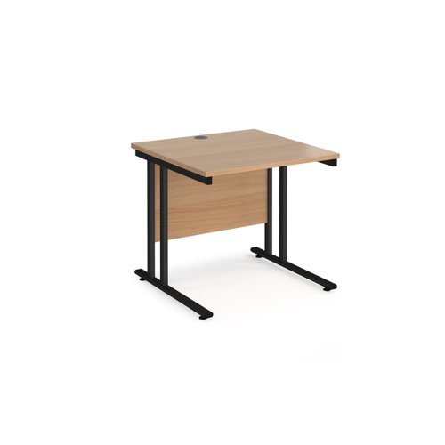 Maestro 25 straight desk 800mm x 800mm black cantilever leg frame beech top - MC8KB