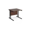 Maestro 25 straight desk 800mm x 800mm black cantilever leg frame walnut top - MC8KW