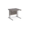 Maestro 25 straight desk 800mm x 800mm silver cantilever leg frame grey oak top - MC8SGO