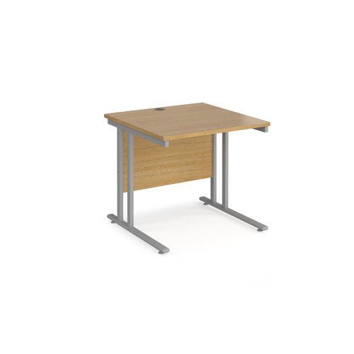 Maestro 25 straight desk 800mm x 800mm silver cantilever leg frame oak top - MC8SO
