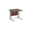 Maestro 25 straight desk 800mm x 800mm silver cantilever leg frame walnut top - MC8SW