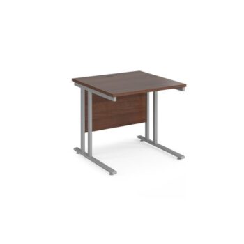 Maestro 25 straight desk 800mm x 800mm silver cantilever leg frame walnut top - MC8SW