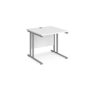 Maestro 25 straight desk 800mm x 800mm silver cantilever leg frame white top - MC8SWH