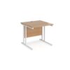 Maestro 25 straight desk 800mm x 800mm white cantilever leg frame beech top - MC8WHB