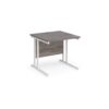 Maestro 25 straight desk 800mm x 800mm white cantilever leg frame grey oak top - MC8WHGO