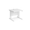 Maestro 25 straight desk 800mm x 800mm white cantilever leg frame white top - MC8WHWH