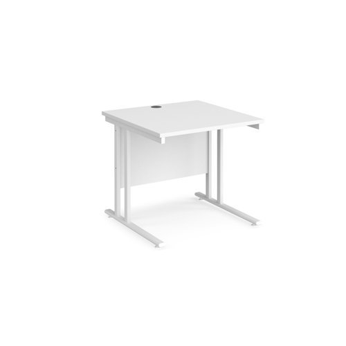 Maestro 25 straight desk 800mm x 800mm white cantilever leg frame white top - MC8WHWH