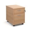 Mobile 2 drawer pedestal with silver handles 600mm deep beech - R2MB