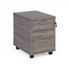 Mobile 2 drawer pedestal with silver handles 600mm deep grey oak - R2MGO