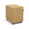 Mobile 2 drawer pedestal with silver handles 600mm deep oak - R2MO
