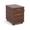 Mobile 2 drawer pedestal with silver handles 600mm deep walnut - R2MW