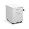 Mobile 2 drawer pedestal with silver handles 600mm deep white - R2MWH