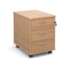 Mobile 3 drawer pedestal with silver handles 600mm deep beech - R3MB