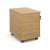 Mobile 3 drawer pedestal with silver handles 600mm deep oak - R3MO