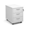 Mobile 3 drawer pedestal with silver handles 600mm deep white - R3MWH