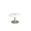 Monza circular coffee table 800mm with central circular cutout 80mm white - MCC800-CO-BS-WH