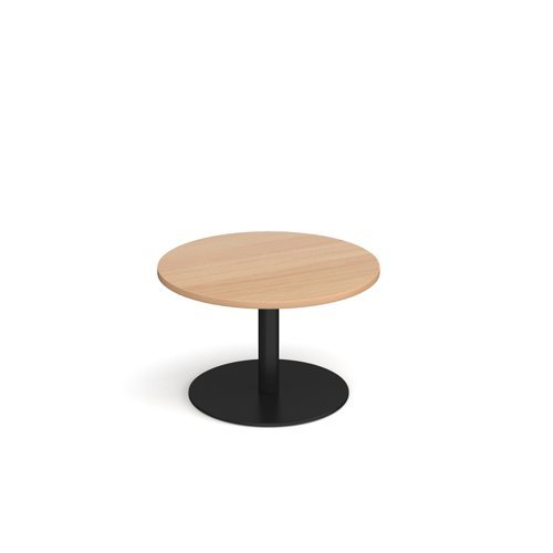 Monza circular coffee table with flat round black base 800mm beech - MCC800-K-B
