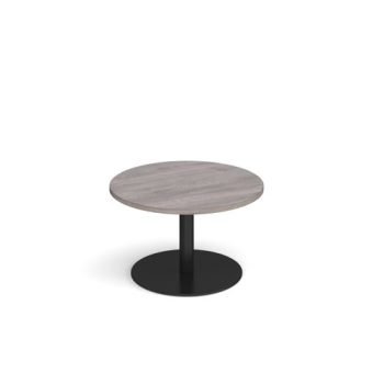 Monza circular coffee table with flat round black base 800mm grey oak - MCC800-K-GO