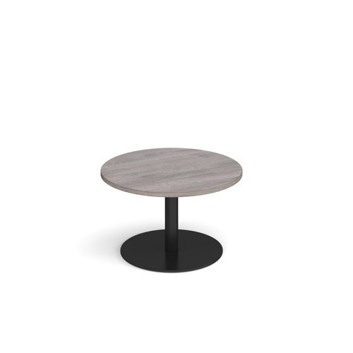Monza circular coffee table with flat round black base 800mm grey oak - MCC800-K-GO
