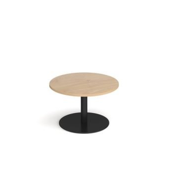 Monza circular coffee table with flat round black base 800mm kendal oak - MCC800-K-KO