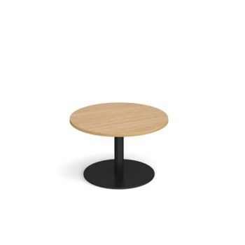Monza circular coffee table with flat round black base 800mm oak - MCC800-K-O