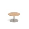 Monza circular coffee table with flat round brushed steel base 800mm beech - MCC800-BS-B