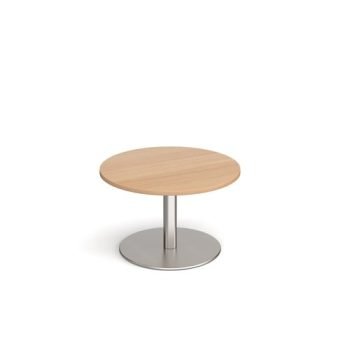 Monza circular coffee table with flat round brushed steel base 800mm beech - MCC800-BS-B