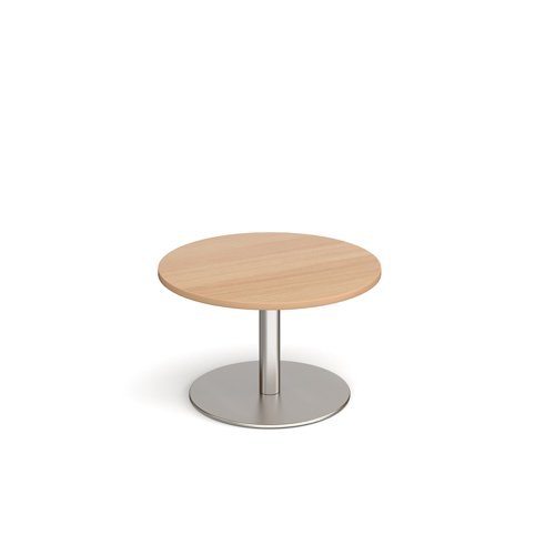 Monza circular coffee table with flat round brushed steel base 800mm beech - MCC800-BS-B