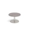 Monza circular coffee table with flat round brushed steel base 800mm grey oak - MCC800-BS-GO