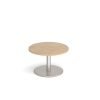 Monza circular coffee table with flat round brushed steel base 800mm kendal oak - MCC800-BS-KO