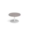 Monza circular coffee table with flat round white base 800mm grey oak - MCC800-WH-GO