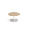 Monza circular coffee table with flat round white base 800mm kendal oak - MCC800-WH-KO