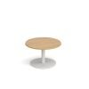Monza circular coffee table with flat round white base 800mm oak - MCC800-WH-O