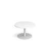 Monza circular coffee table with flat round white base 800mm white - MCC800-WH-WH