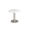 Monza circular dining table 800mm with central circular cutout 80mm white - MDC800-CO-BS-WH