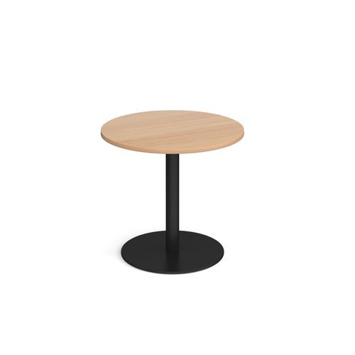 Monza circular dining table with flat round black base 800mm beech - MDC800-K-B