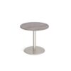 Monza circular dining table with flat round brushed steel base 800mm grey oak - MDC800-BS-GO