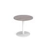Monza circular dining table with flat round white base 800mm grey oak - MDC800-WH-GO