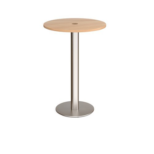 Monza circular poseur table 800mm with central circular cutout 80mm beech - MPC800-CO-BS-B